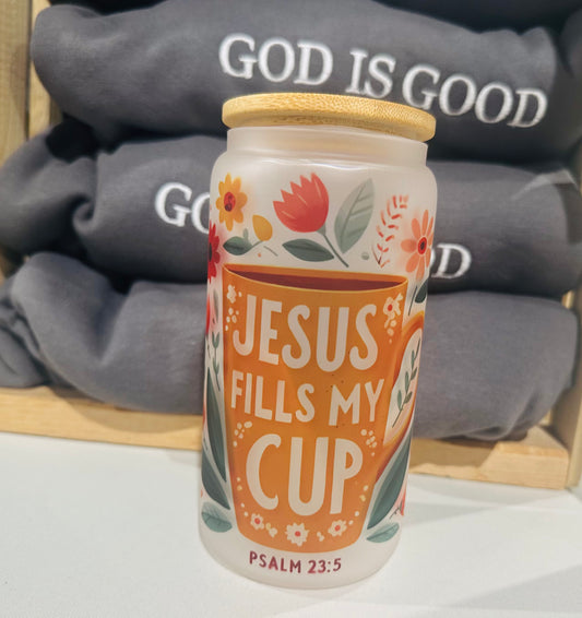 Jesus Fills My Cup Glass Libbey