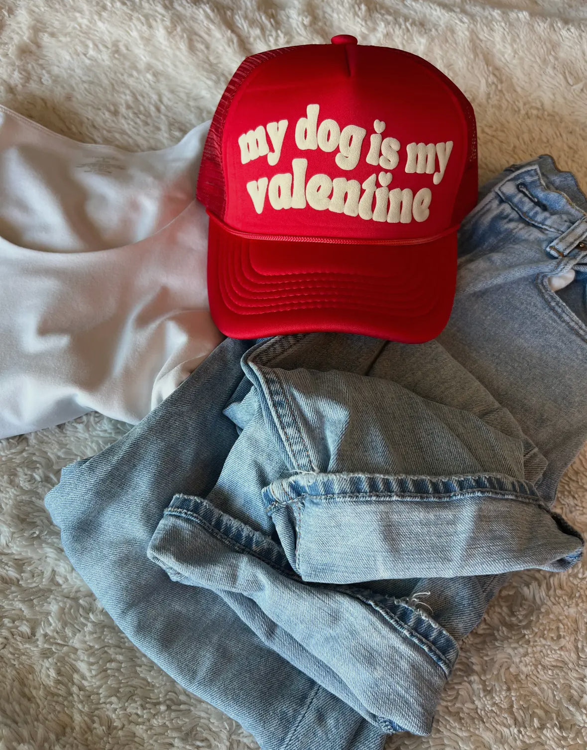 My Dog Is My Valentine Trucker Hat
